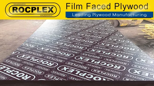 ROCPLEX film faced plywood sheet with phenolic film surface, designed for smooth concrete formwork finish and high reuse
