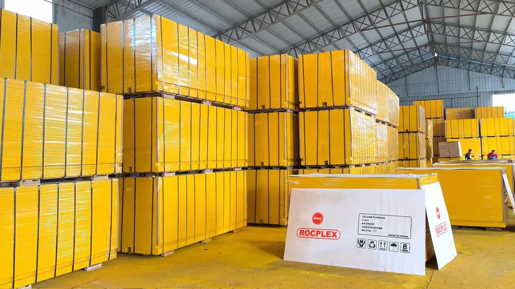 3-ply yellow formwork panel offering superior strength for construction formwork.