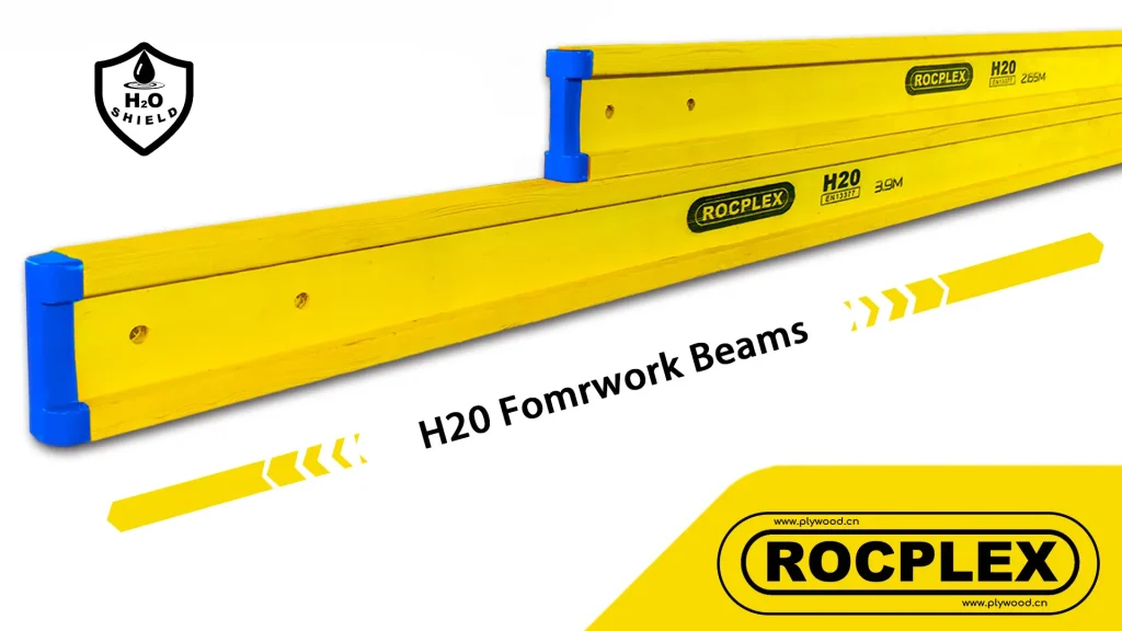 ROCPLEX H20 formwork beams with end protection for slab formwork support
