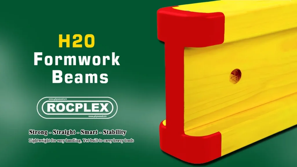 H20 formwork beam with red end cap for concrete slab support