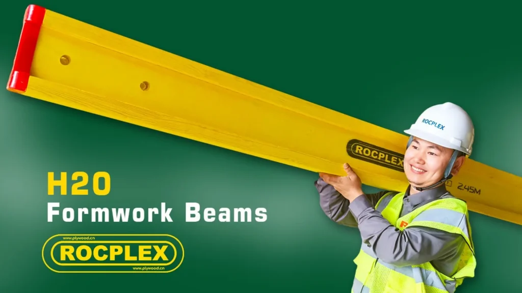 Worker carrying ROCPLEX H20 formwork beam for slab formwork work