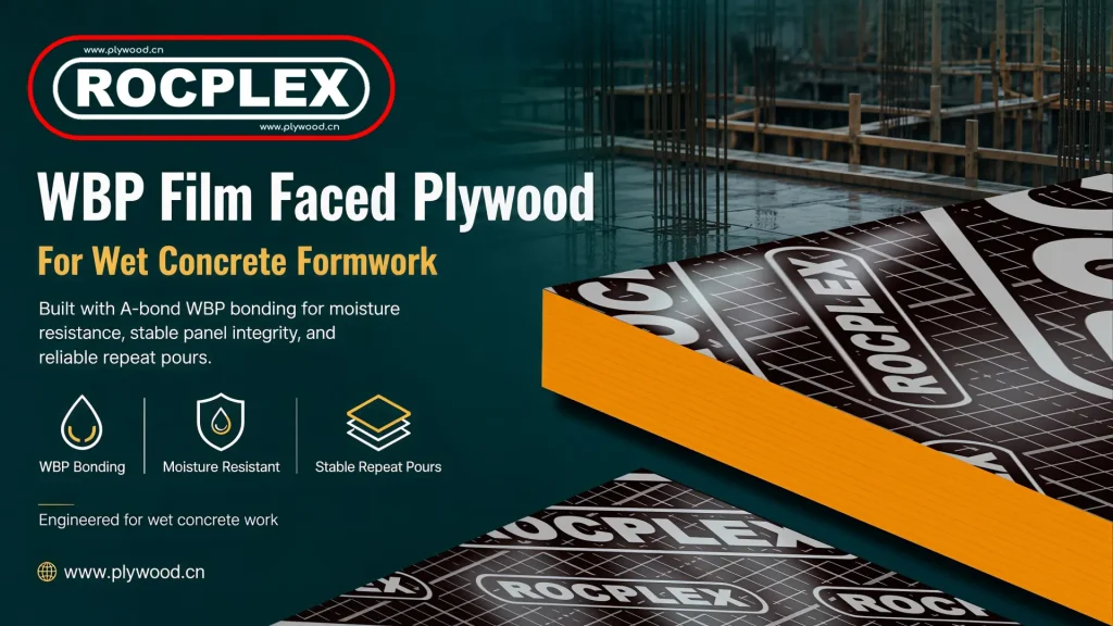 WBP film faced plywood for wet concrete formwork and repeat pours