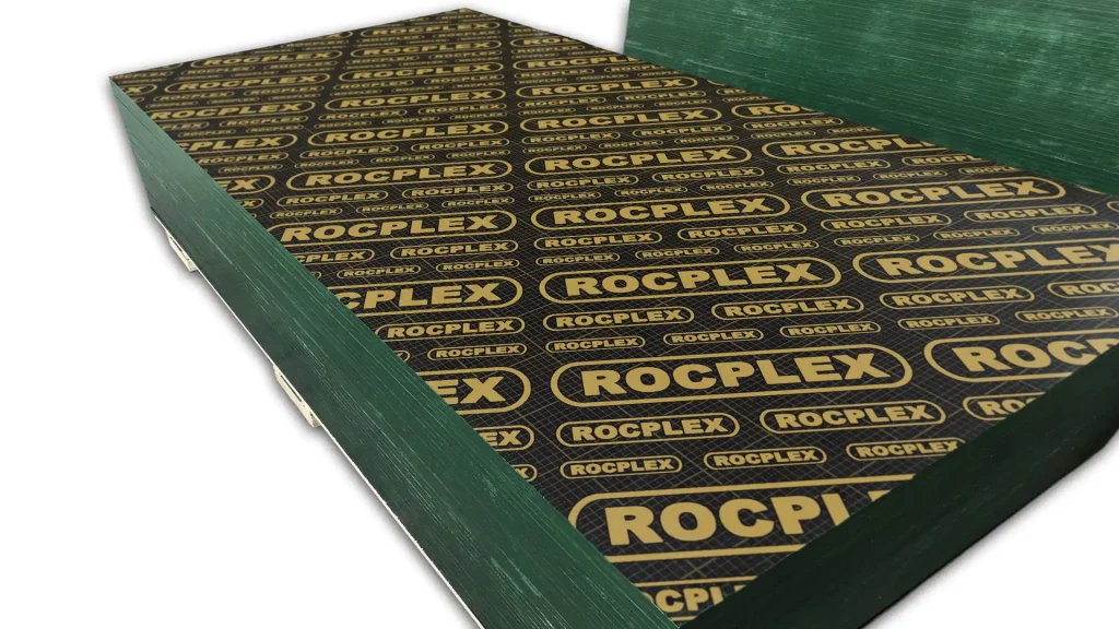 ROCPLEX shuttering plywood sheet for faster setup and cleaner concrete release ROCPLEX shuttering plywood sheet for faster concrete work and cleaner formwork finish