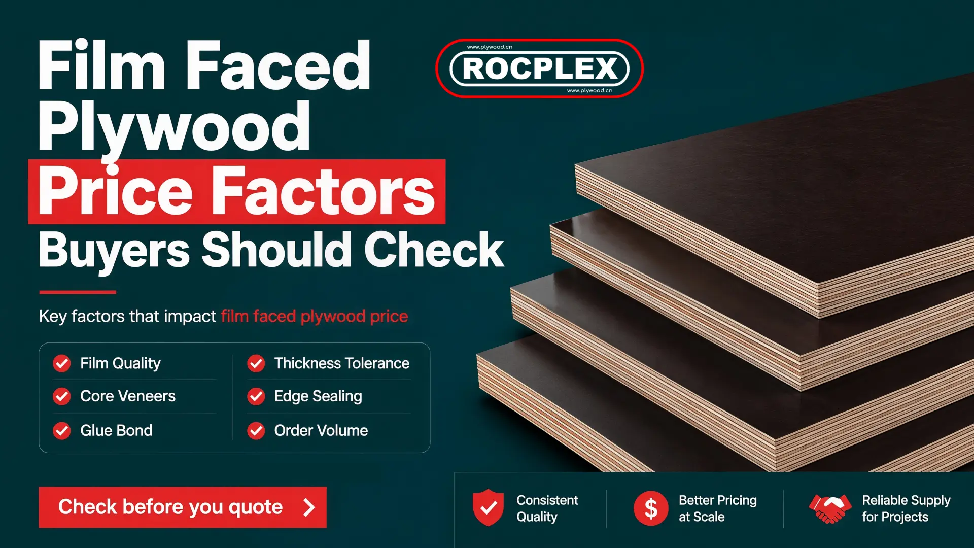 Film faced plywood price factors for concrete formwork buyers
